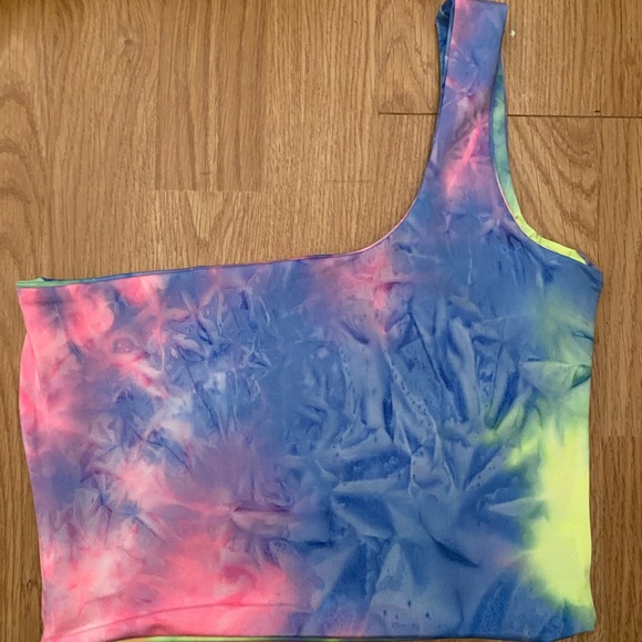 Tie Dye Print One Shoulder Short Tank Top - Picture 6 of 6